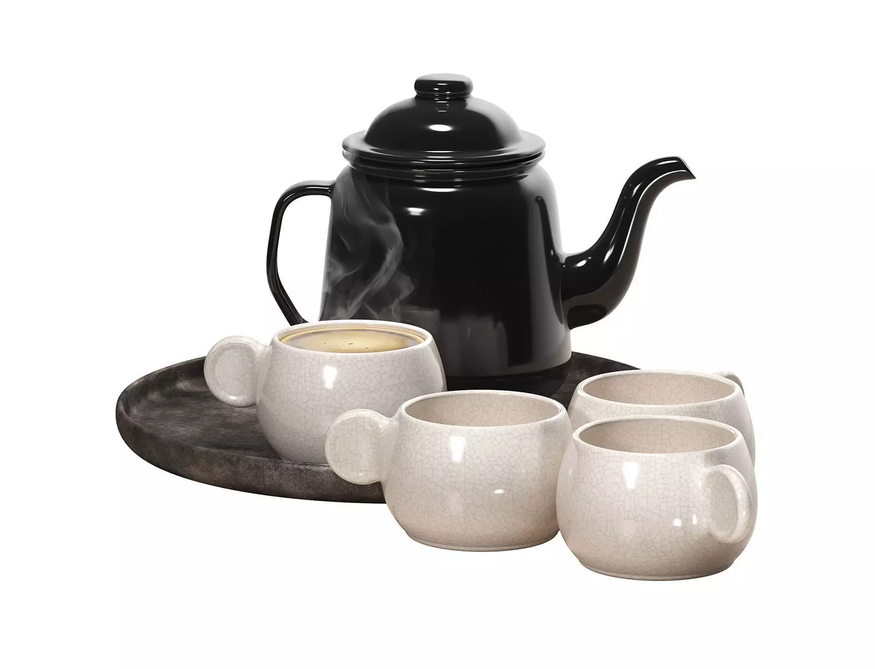 Falcon Teapot Set 3D model_0