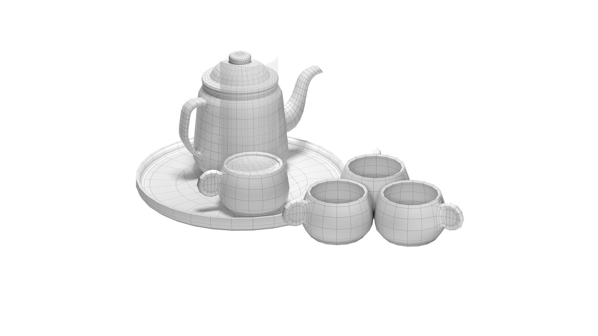 Falcon Teapot Set 3D model_8