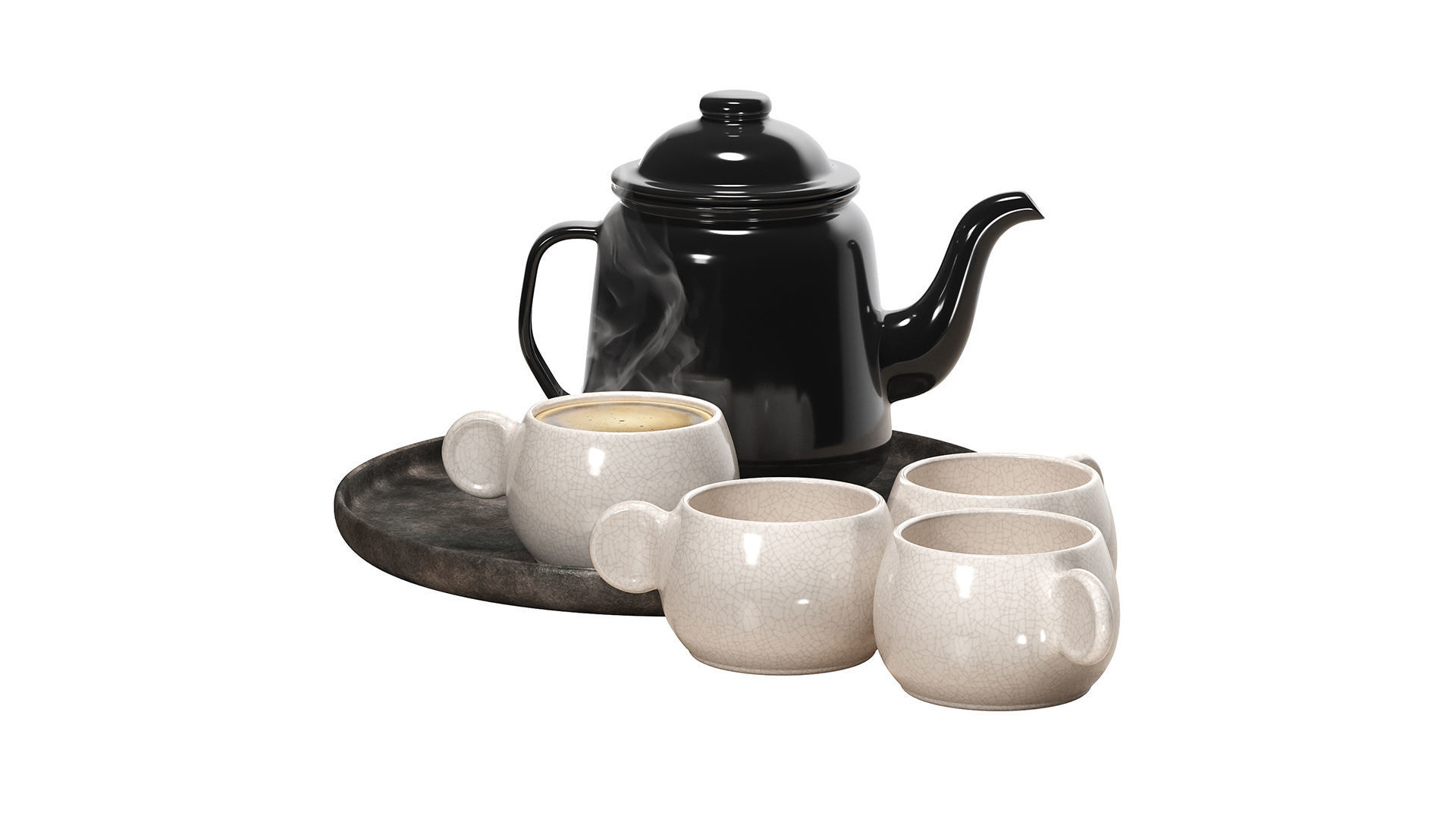 Falcon Teapot Set 3D model_1