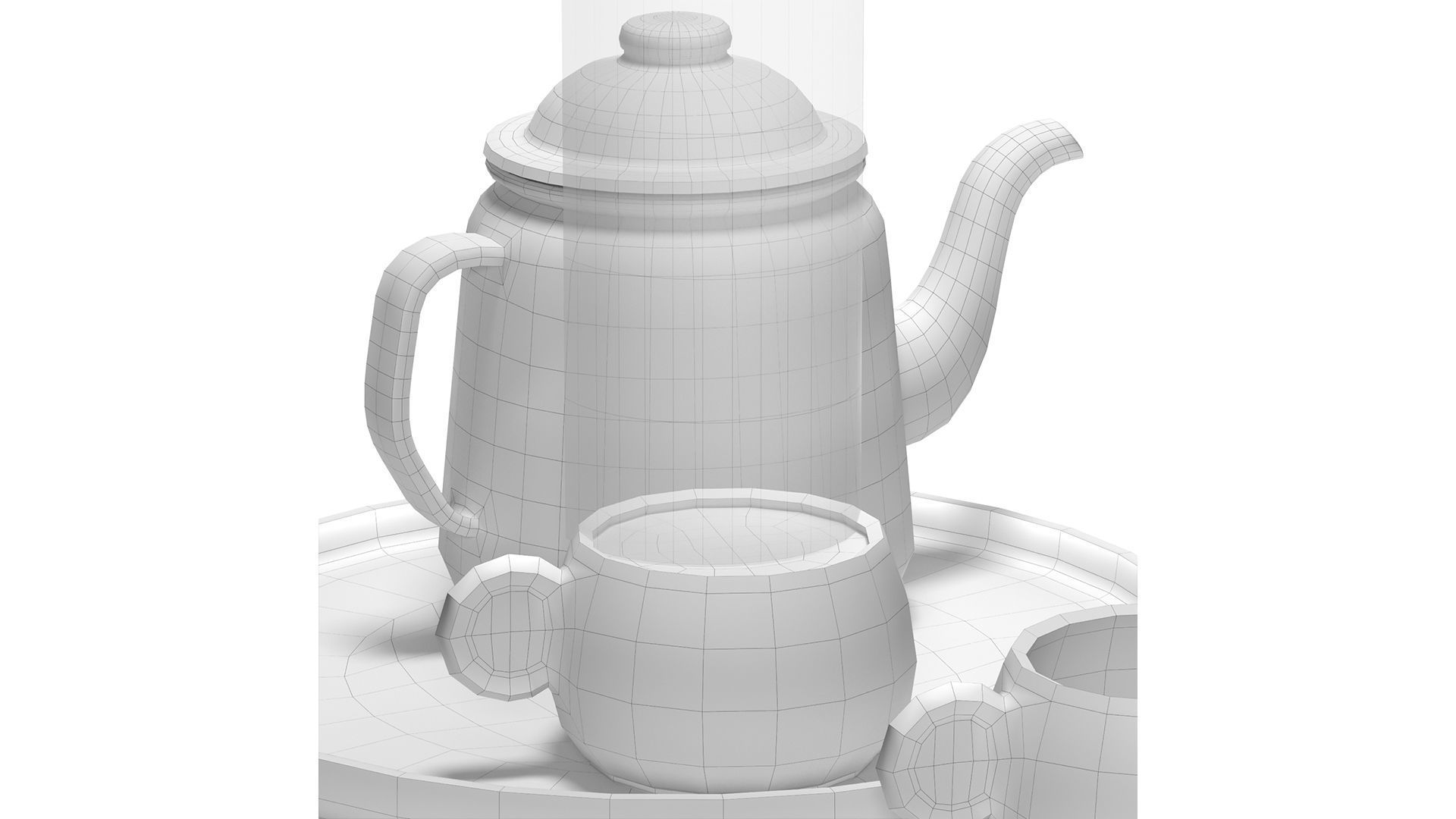 Falcon Teapot Set 3D model_6