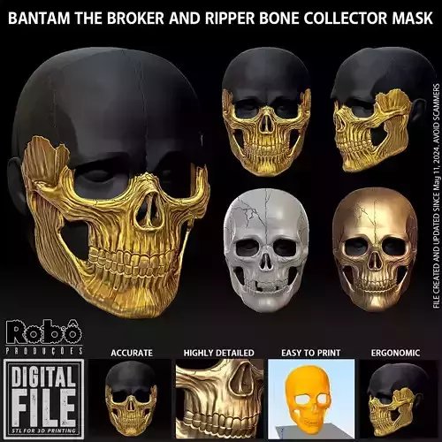 BANTAM THE BROKER - RIPPER THE BONE COLLECTOR MASK - WARZONE MW3 3D print model