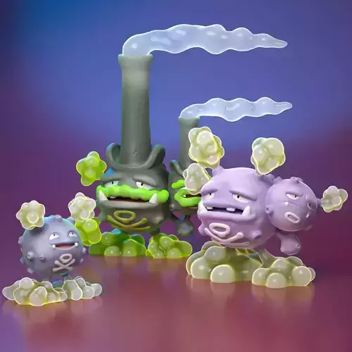 Pokemon Koffing Weezing mega weezing 3D print model