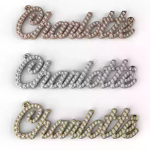 MODELO DE IMPRESION 3D DIJE CHARLOTTE CON DIAMANTES  