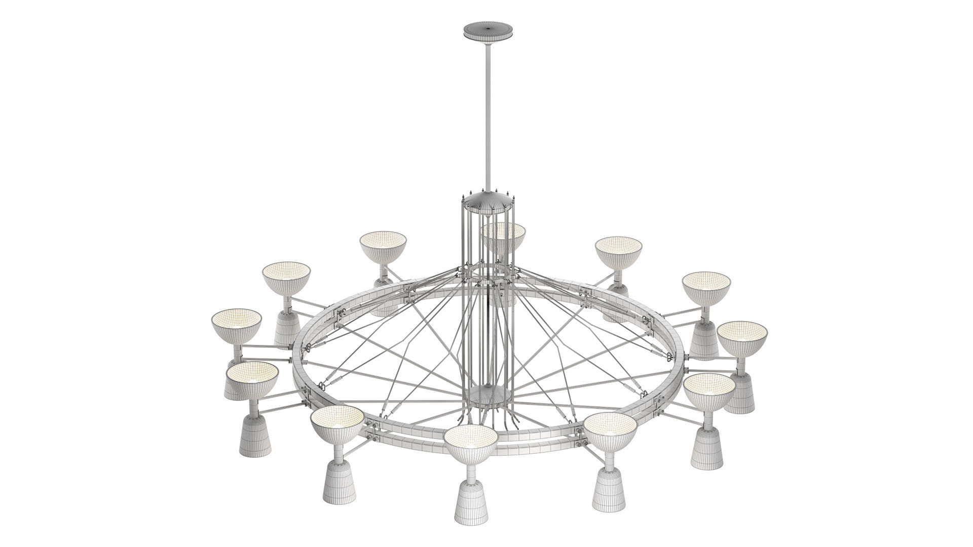 1950s Dutch Large Chandelier 3D model_4