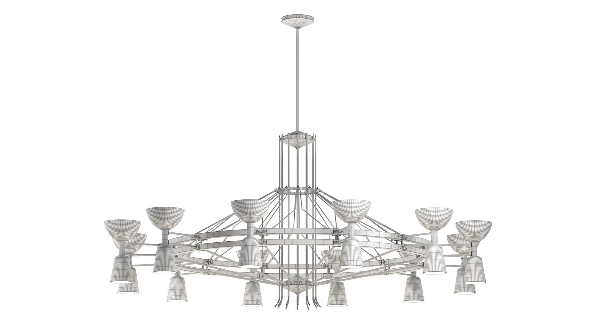 1950s Dutch Large Chandelier 3D model_2