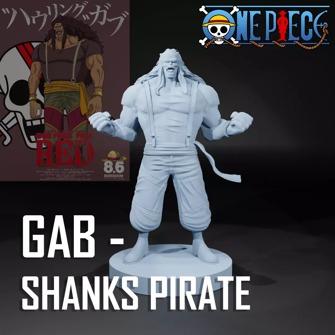 GAB - ONE PIECE - RED HAIR PIRATES 3D print model_0
