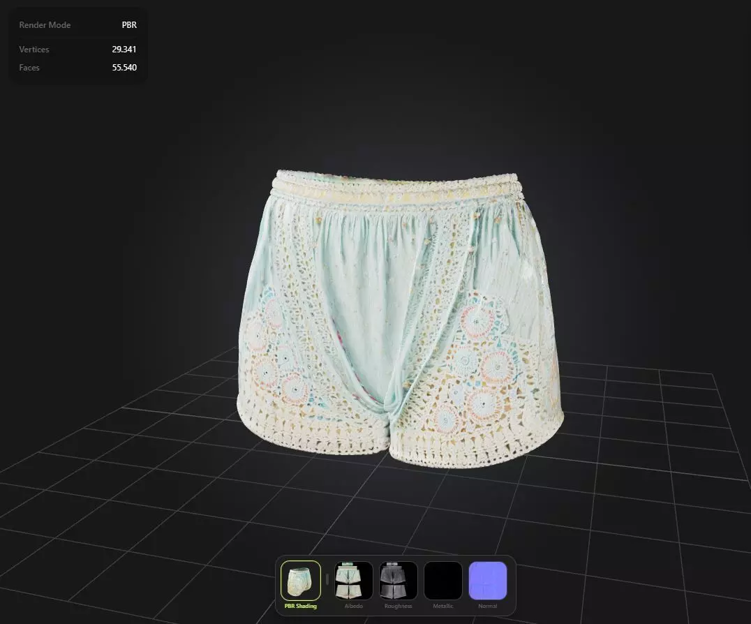 Boho Shorts PBR 4k Low-poly 3D model_0