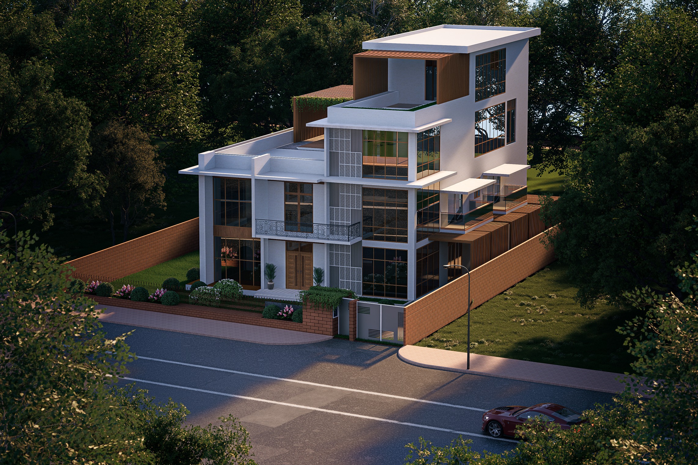 Modern Duplex villa  3D model_4