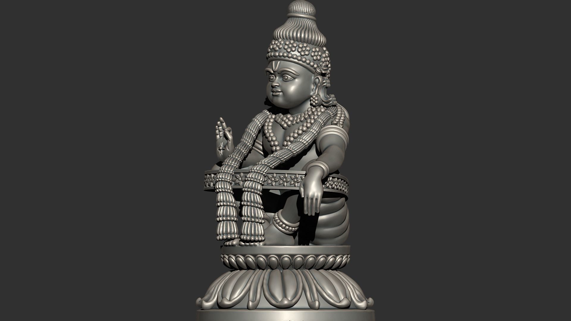 Ayyappa god Idol statue  and Pendent combo 3D print model_10