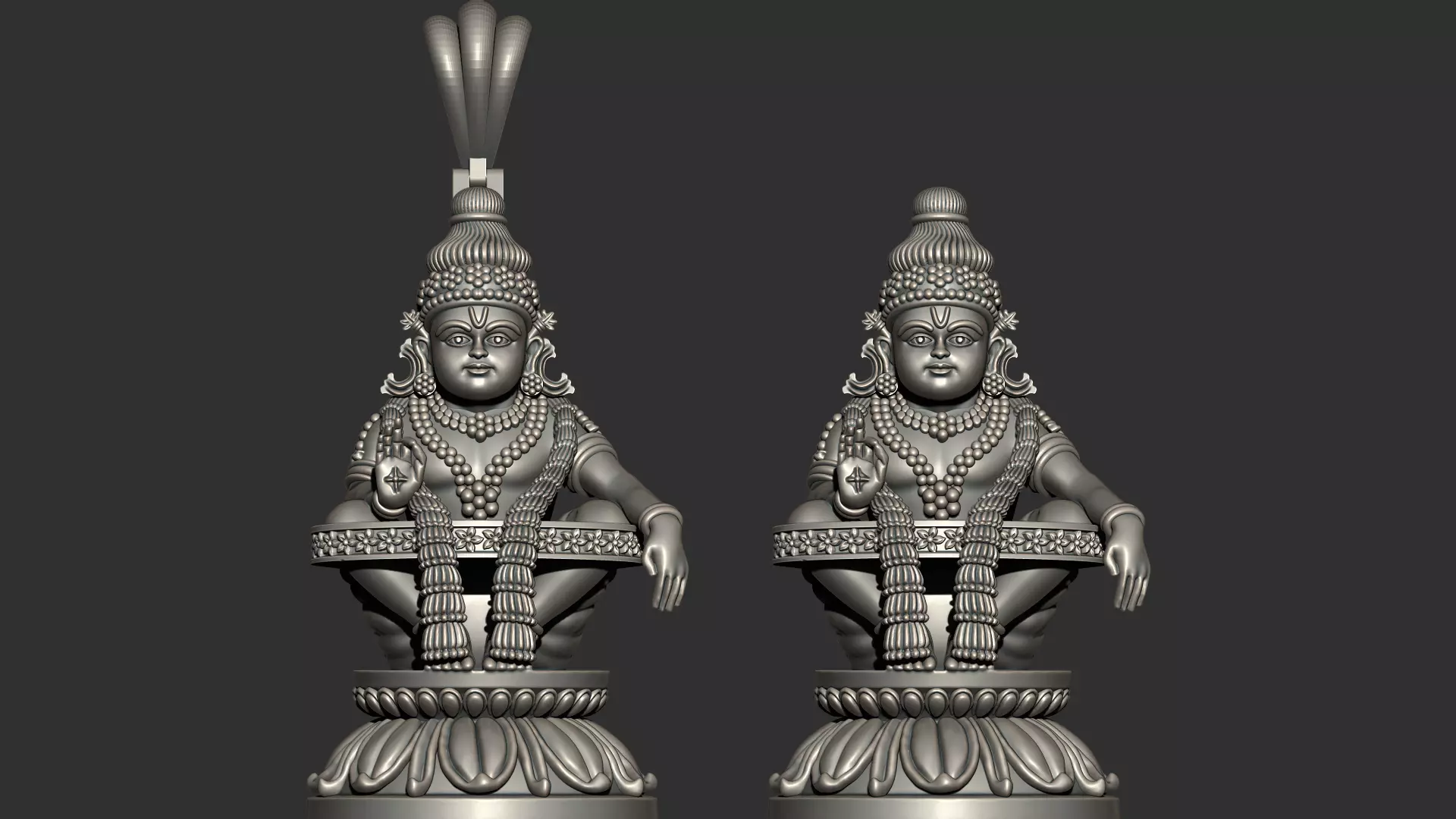 Ayyappa god Idol statue  and Pendent combo 3D print model_0