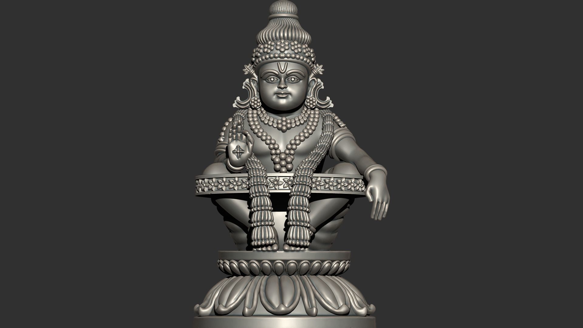 Ayyappa god Idol statue  and Pendent combo 3D print model_6