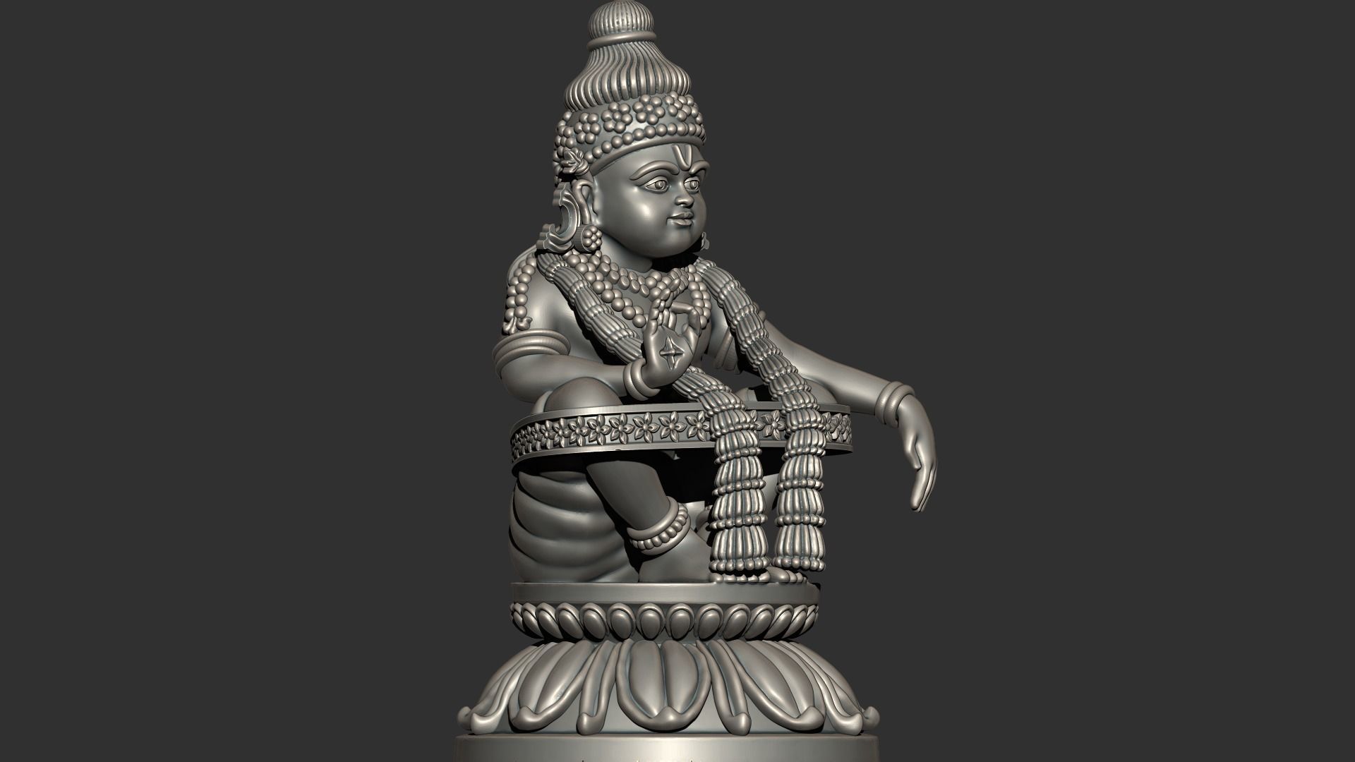 Ayyappa god Idol statue  and Pendent combo 3D print model_7