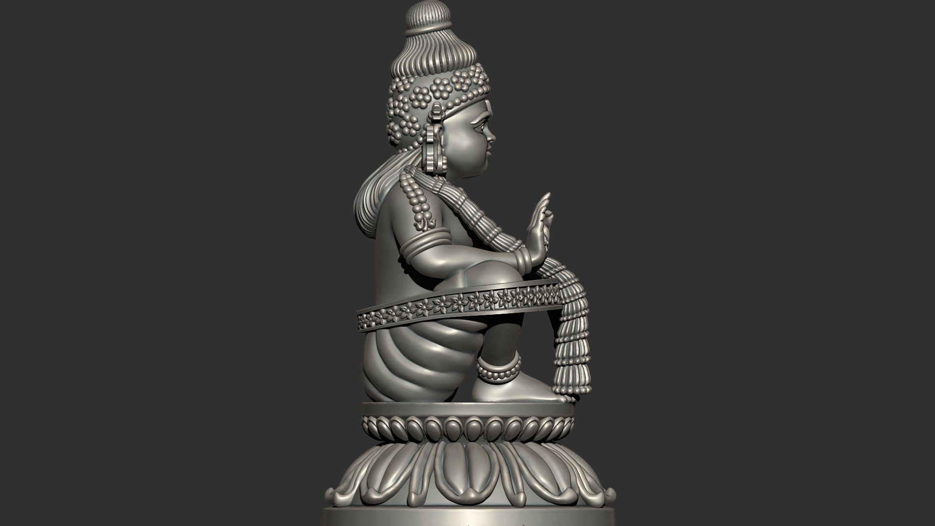 Ayyappa god Idol statue  and Pendent combo 3D print model_8
