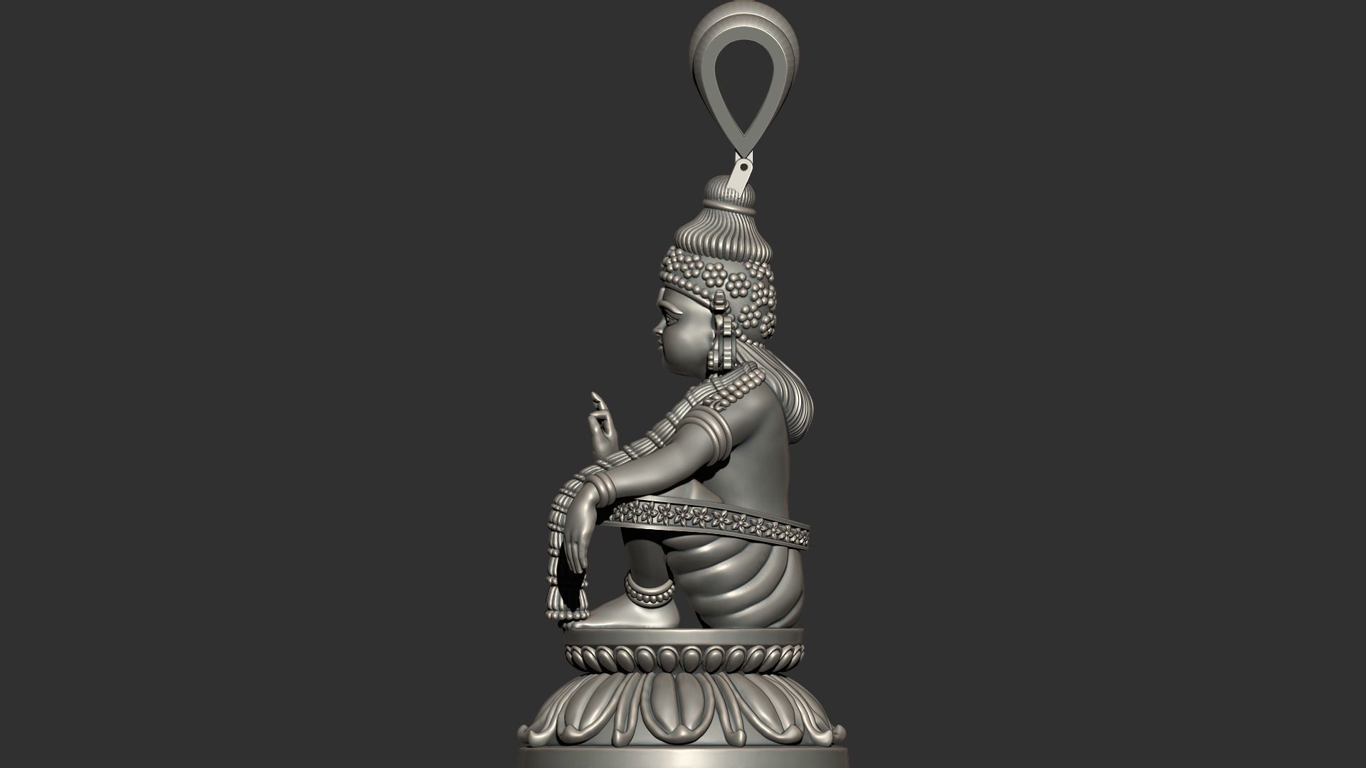 Ayyappa god Idol statue  and Pendent combo 3D print model_3