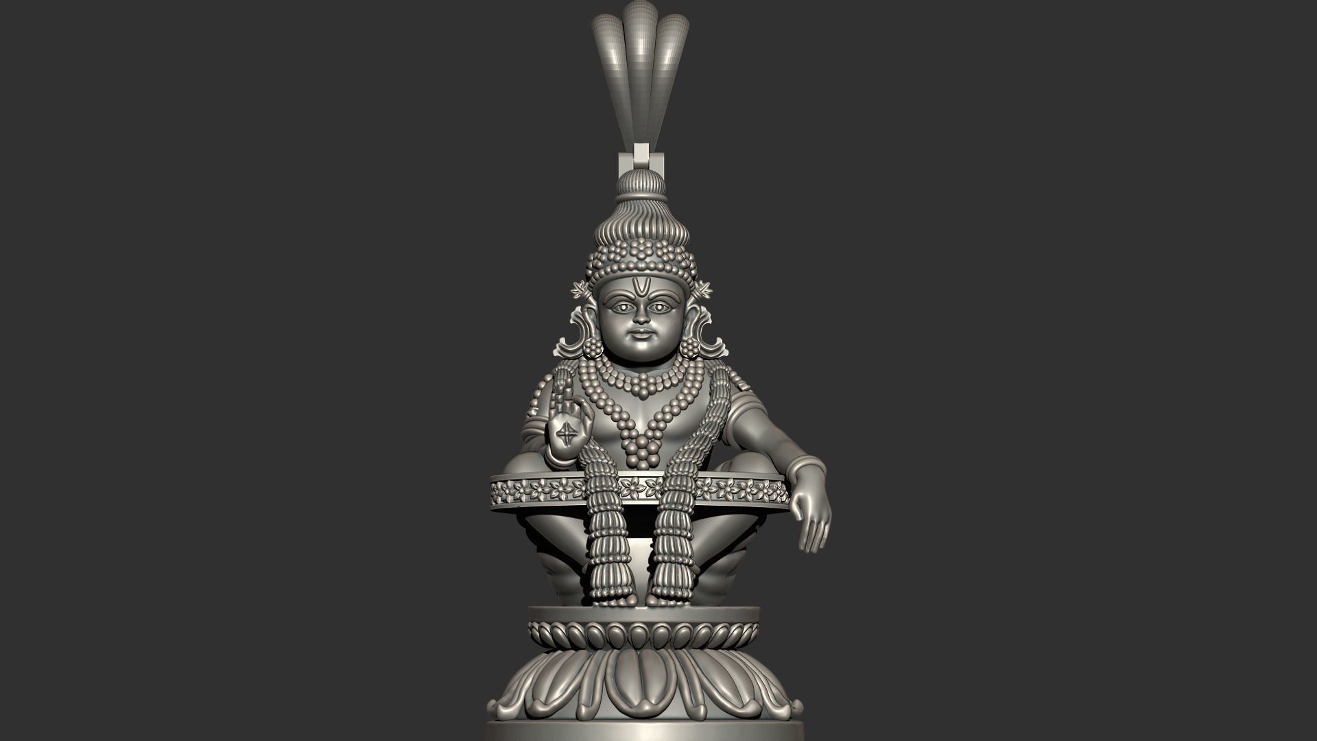 Ayyappa god Idol statue  and Pendent combo 3D print model_1