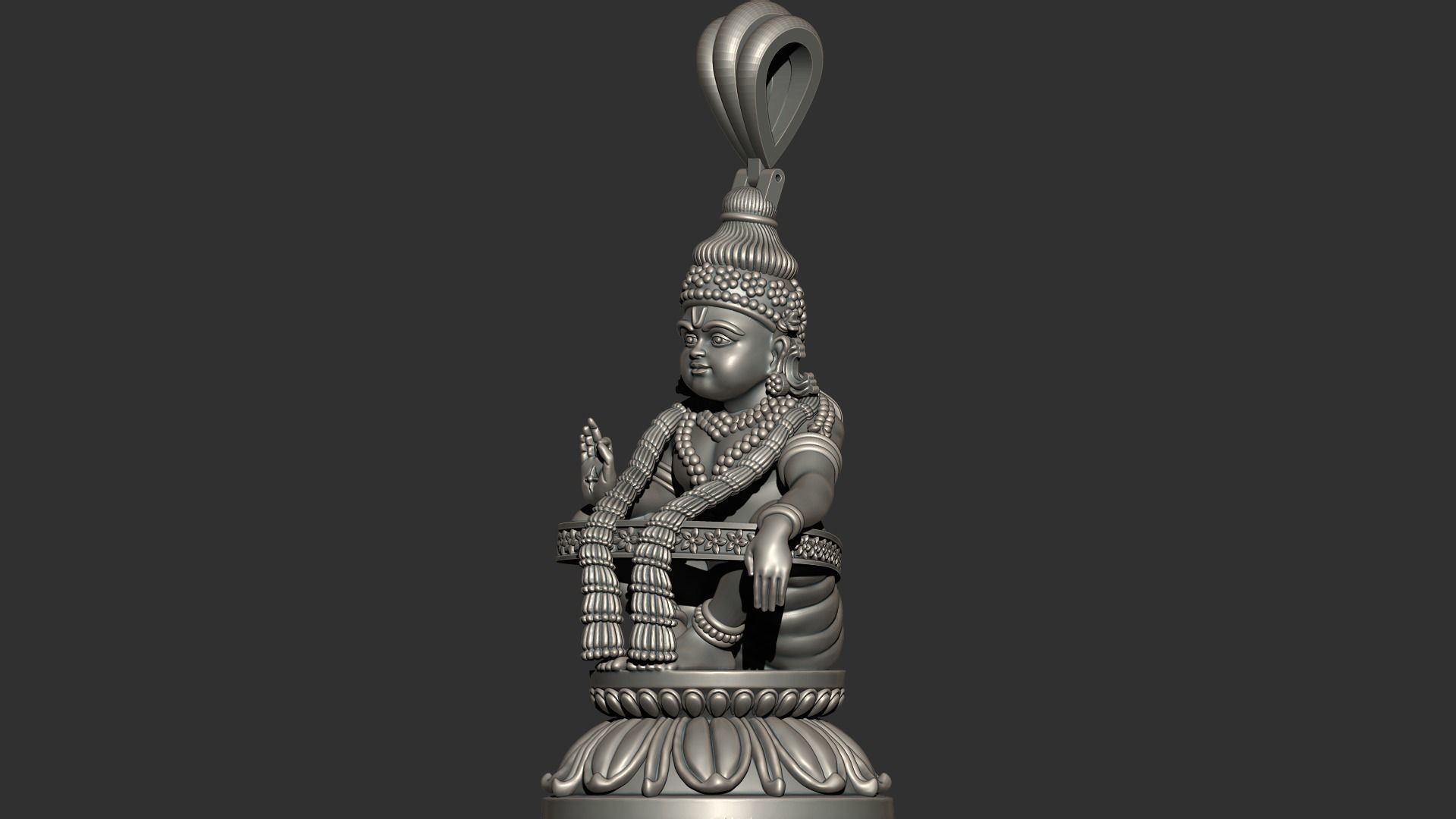 Ayyappa god Idol statue  and Pendent combo 3D print model_2