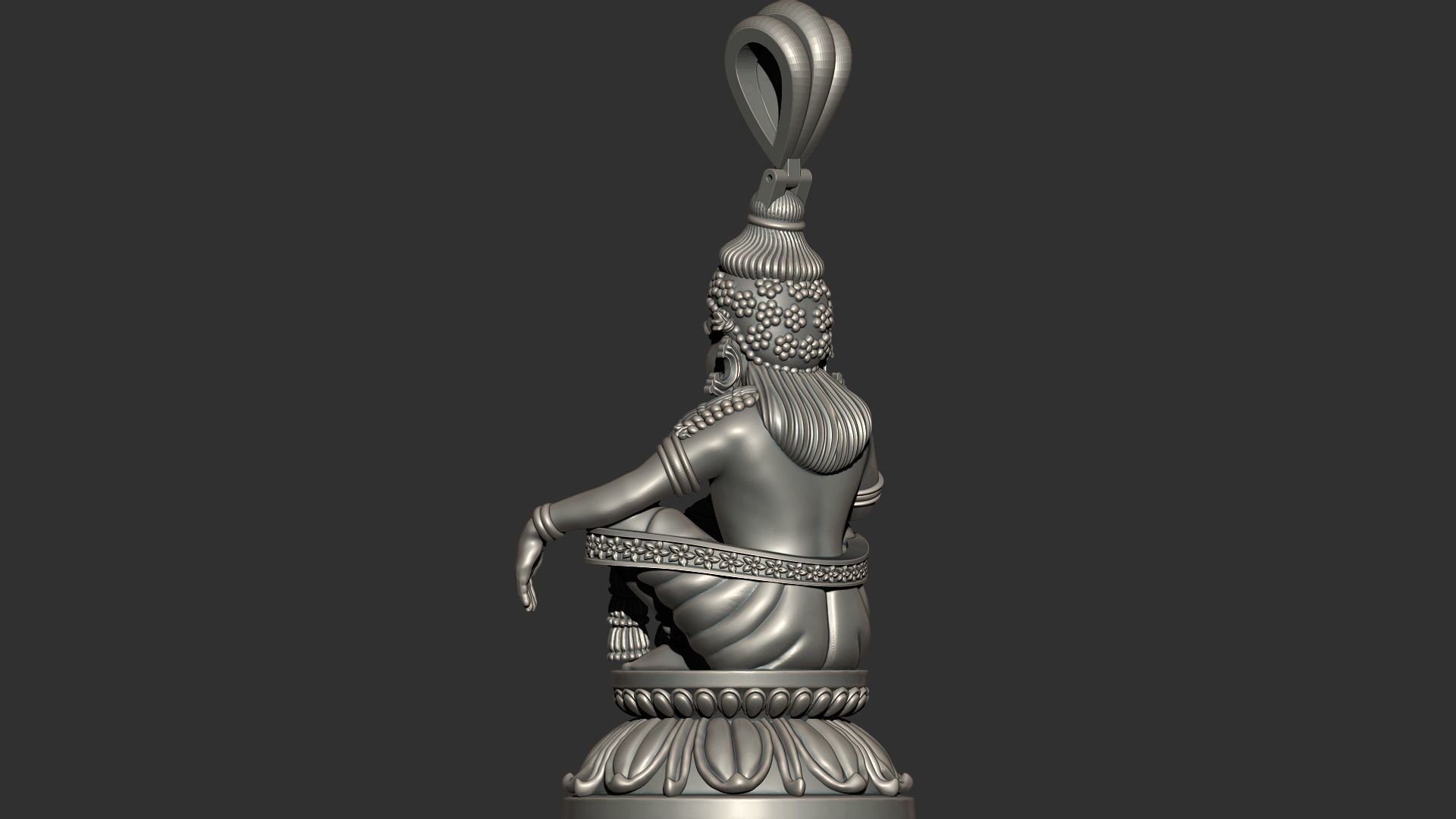 Ayyappa god Idol statue  and Pendent combo 3D print model_4
