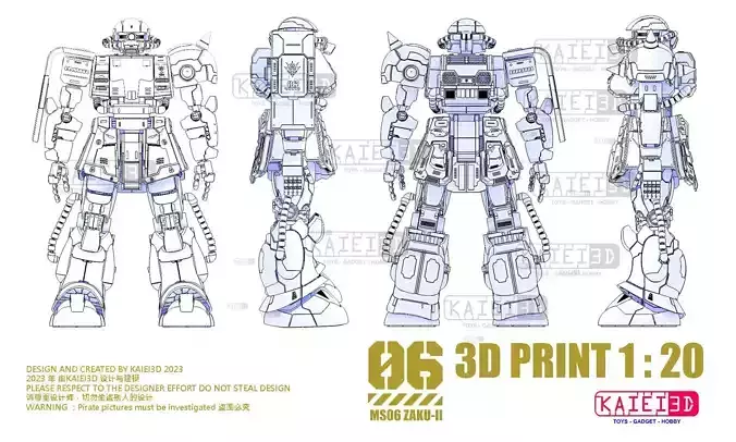  1per20 Zaku II full version 3D print model