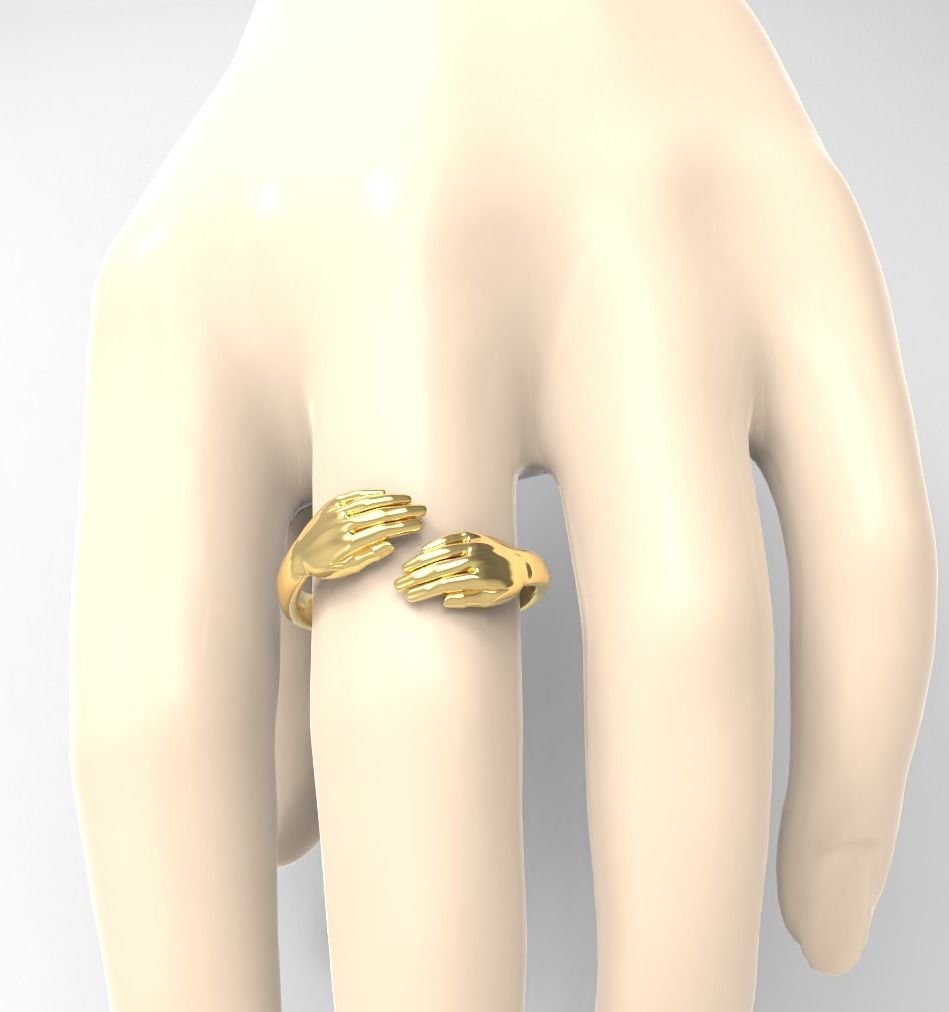 Hug hand ring new design 3D print model_2
