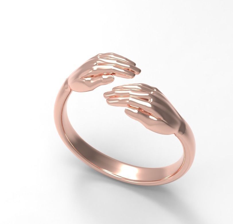 Hug hand ring new design 3D print model_4