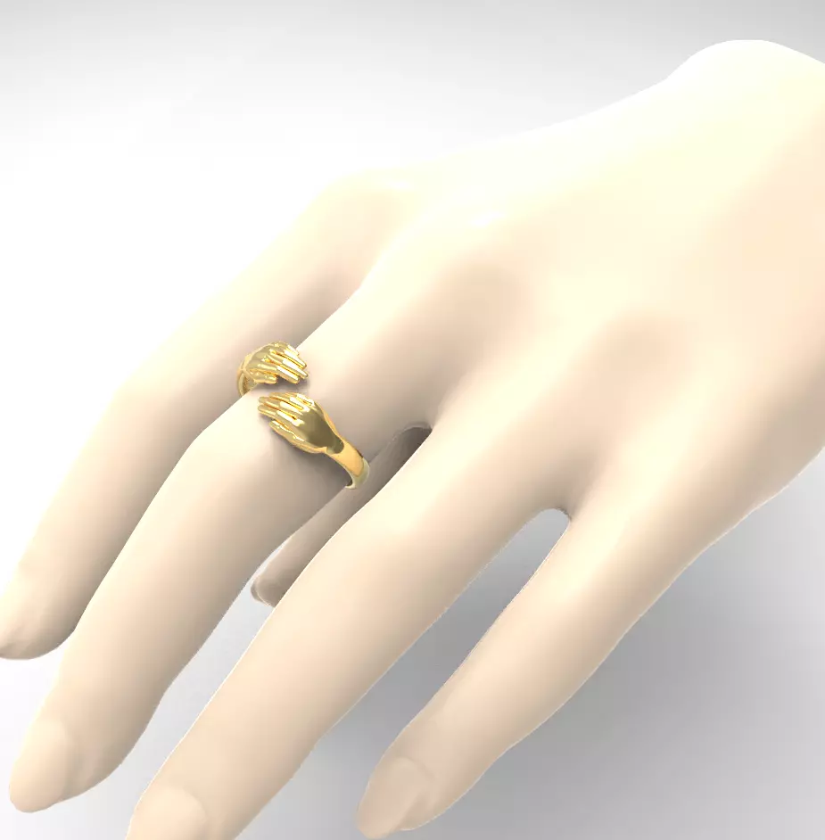 Hug hand ring new design 3D print model_0