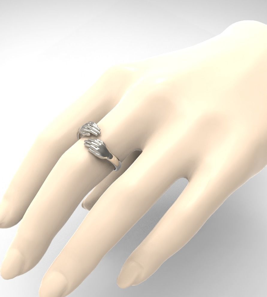 Hug hand ring new design 3D print model_1
