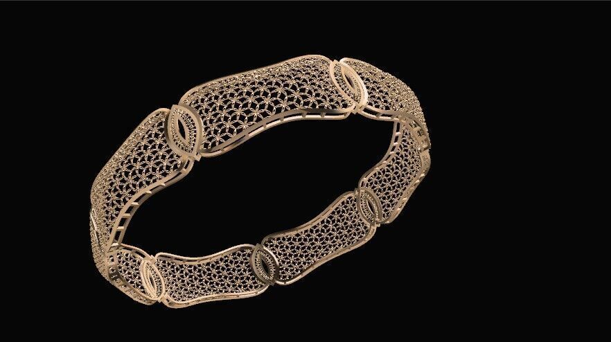 1165 Tessellated Gold Bangle 8gm 3D print model_2