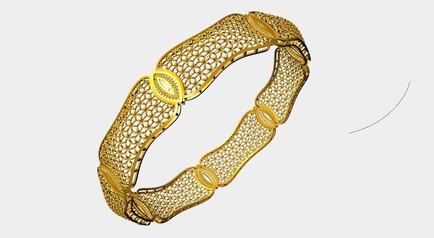 1165 Tessellated Gold Bangle 8gm 3D print model_4