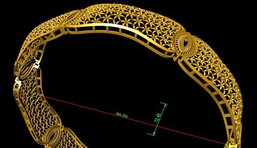 1165 Tessellated Gold Bangle 8gm 3D print model_5