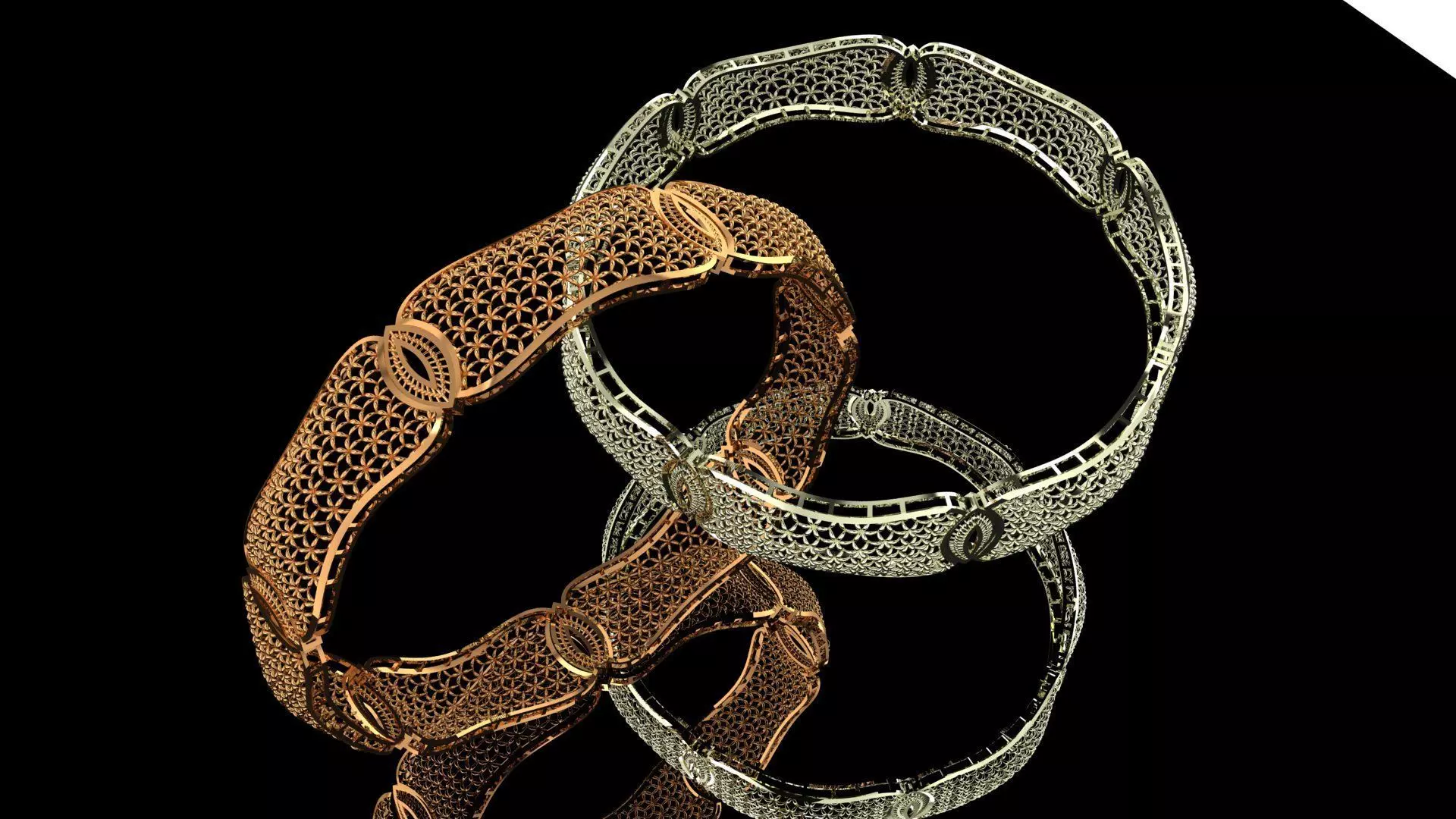 1165 Tessellated Gold Bangle 8gm 3D print model_0