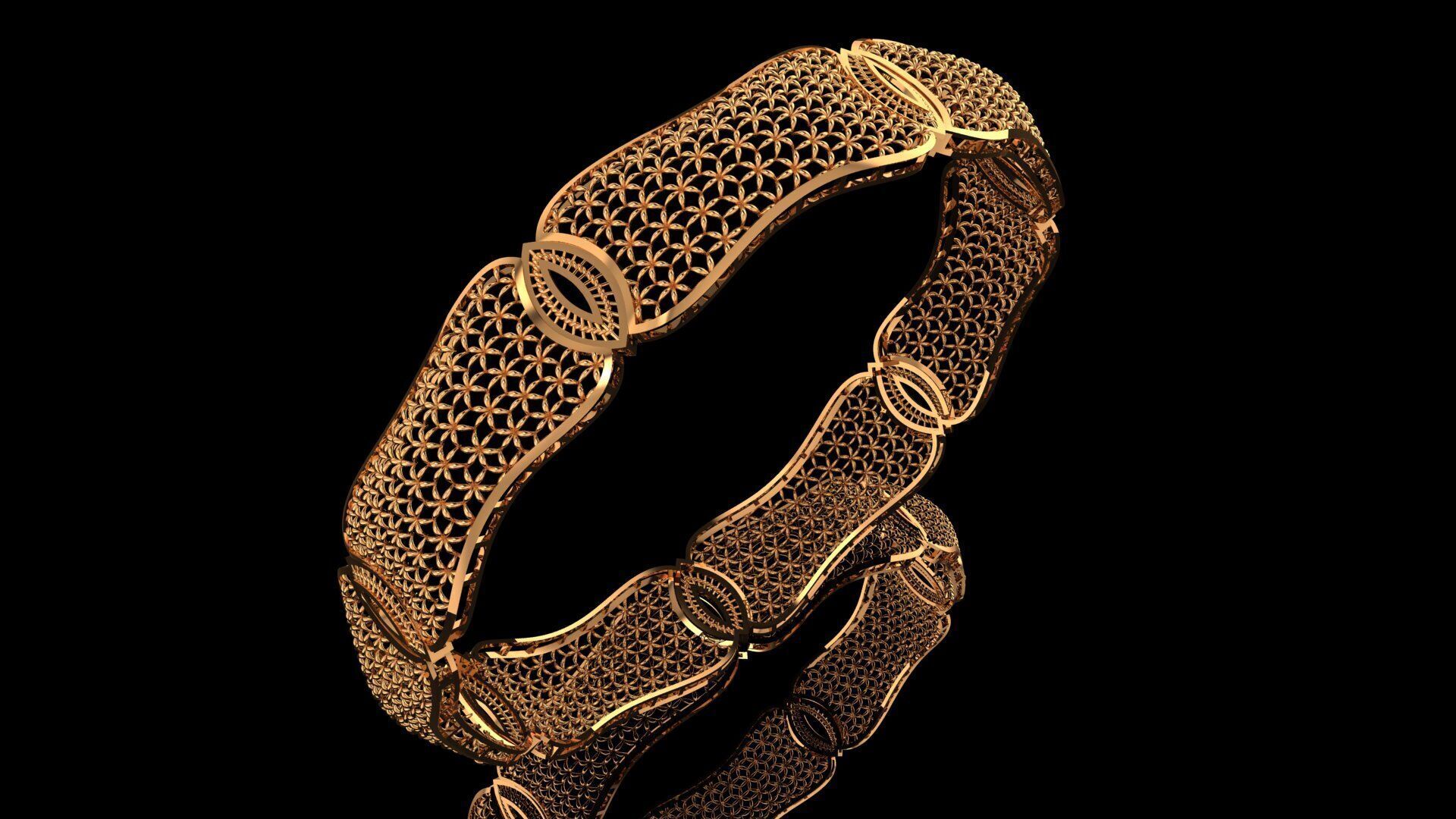 1165 Tessellated Gold Bangle 8gm 3D print model_1