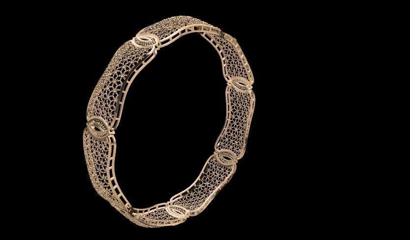 1165 Tessellated Gold Bangle 8gm 3D print model_3