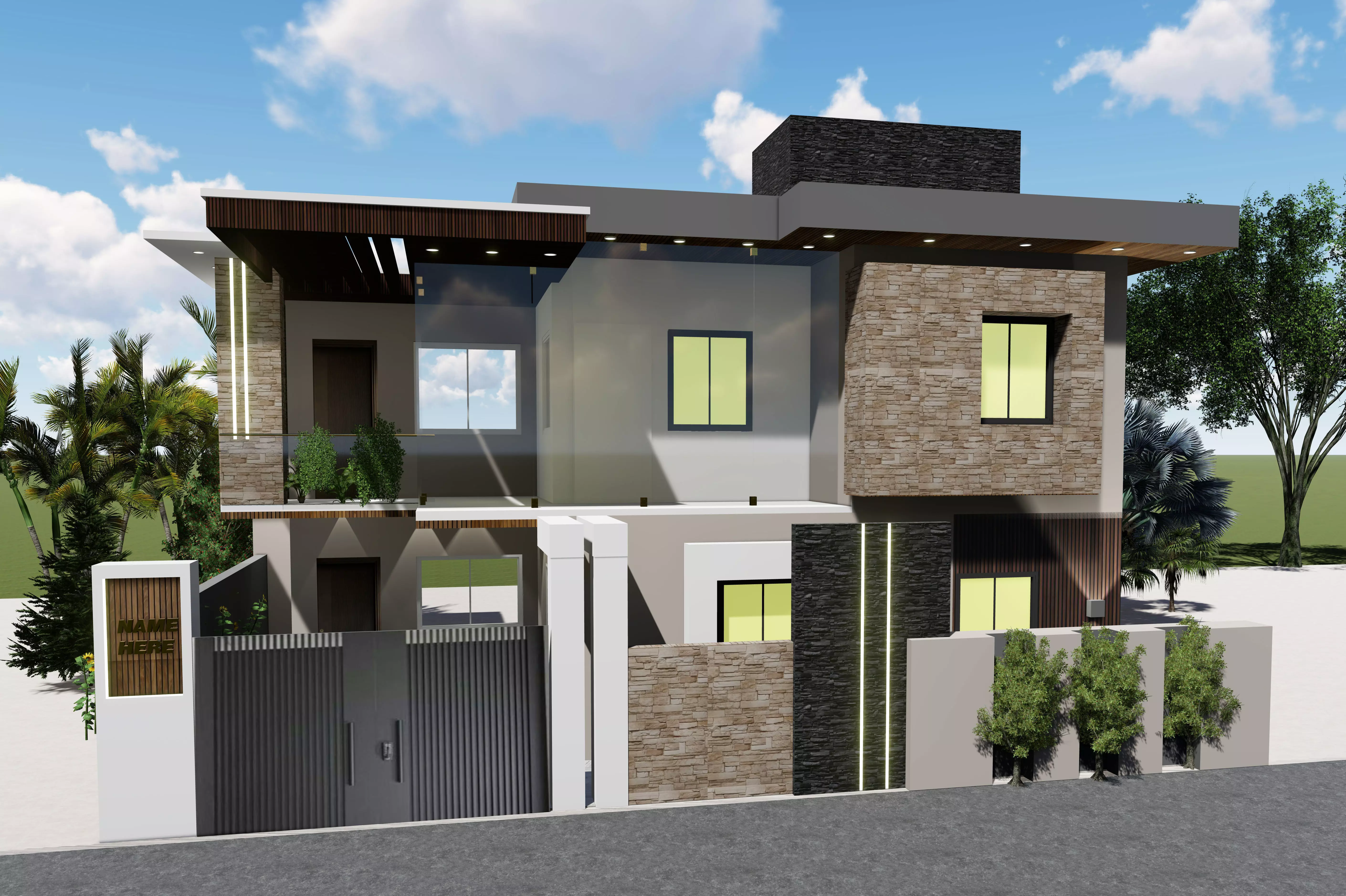 modern exterior design Free 3D model_0