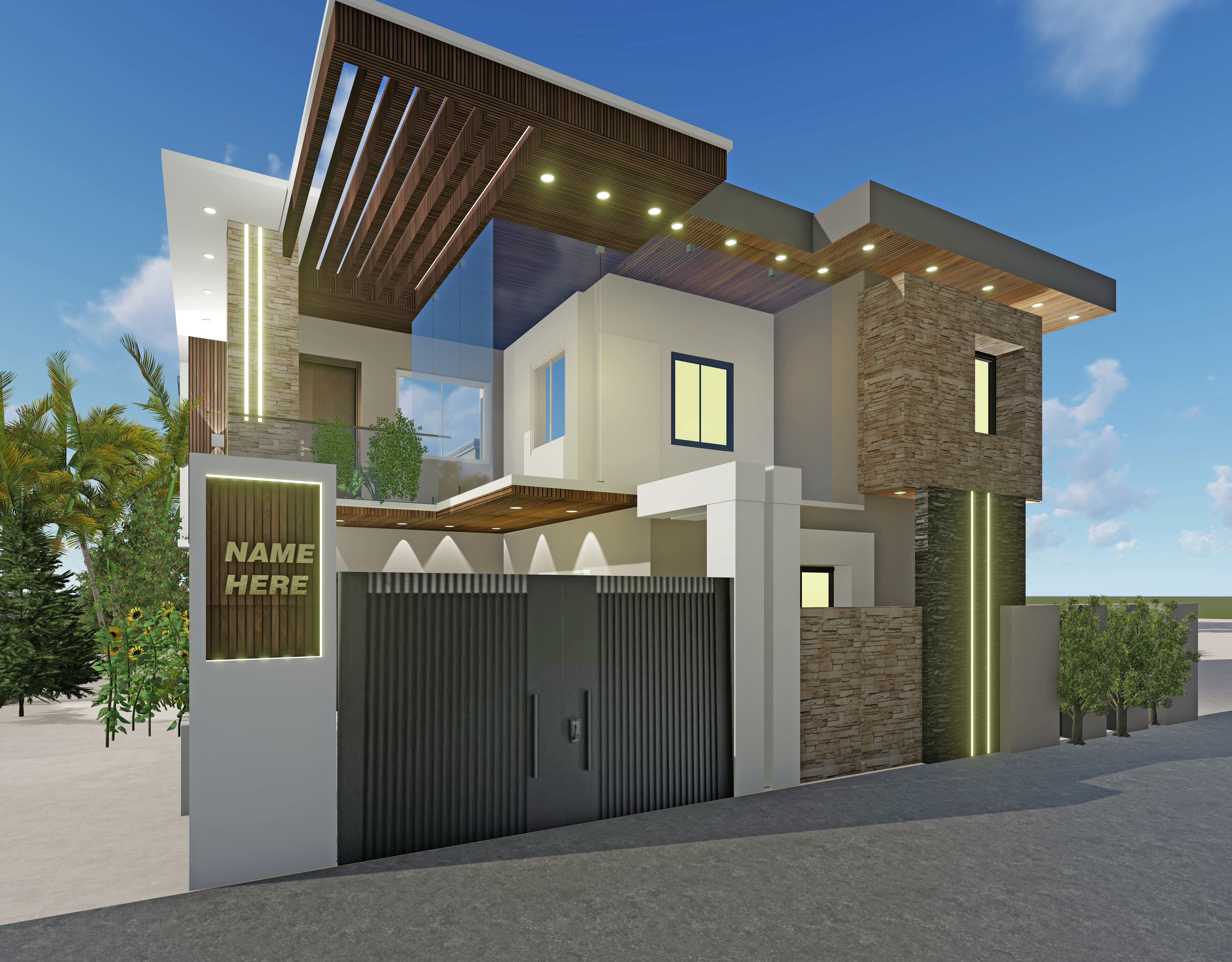 modern exterior design Free 3D model_1