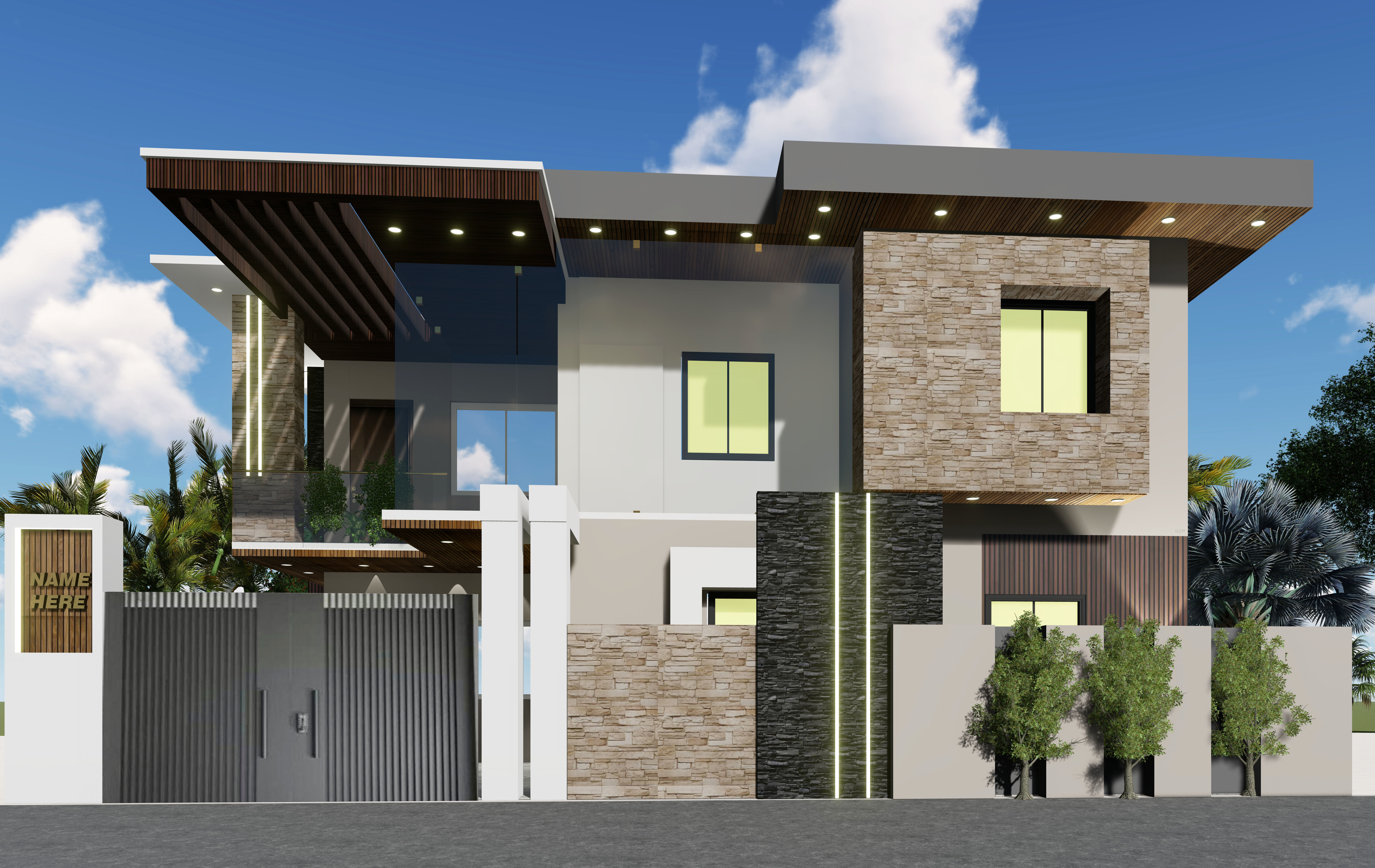 modern exterior design Free 3D model_2