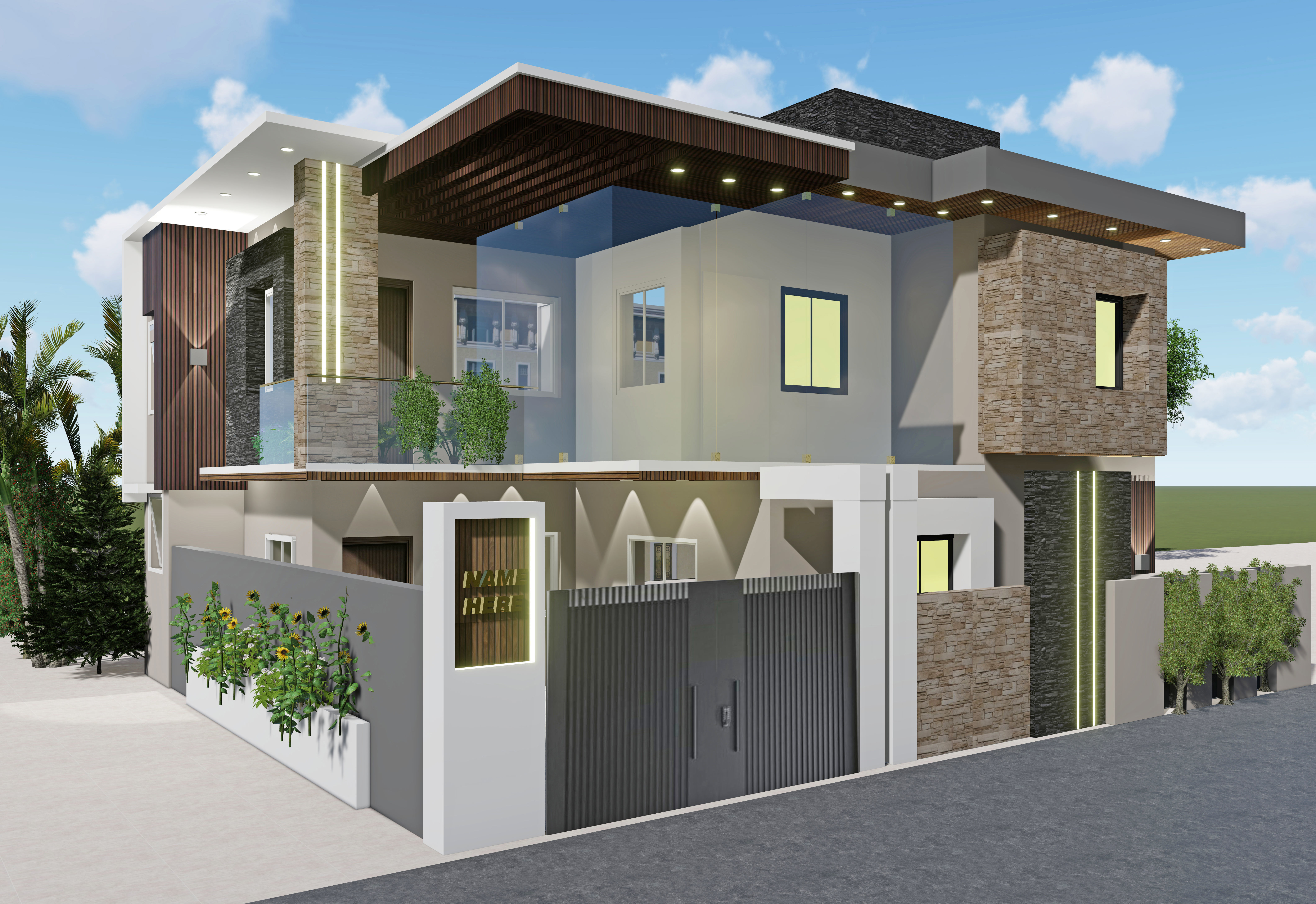 modern exterior design Free 3D model_4