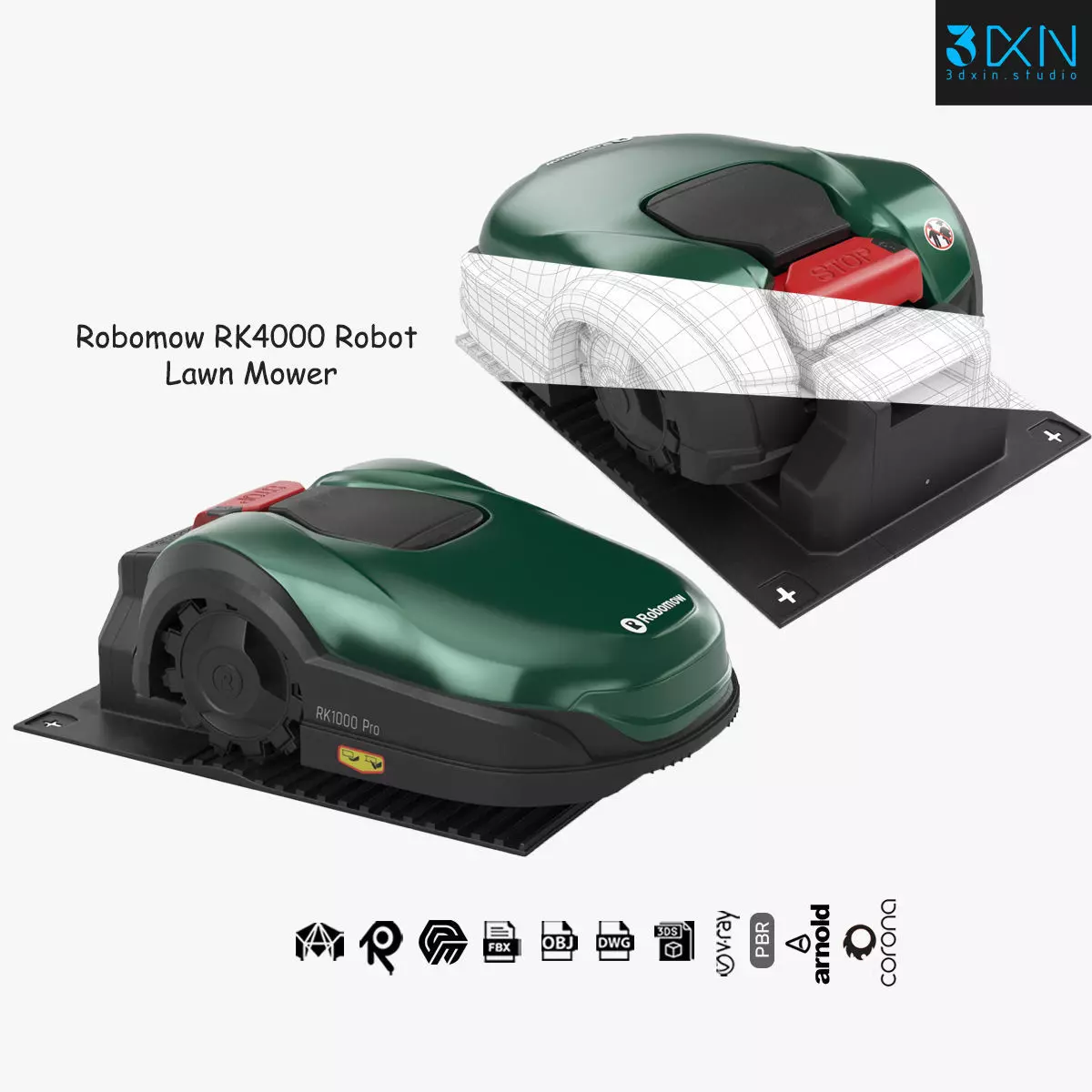 Robot Lawn Mower Robomow RK4000 Pro with charger 3D model_0