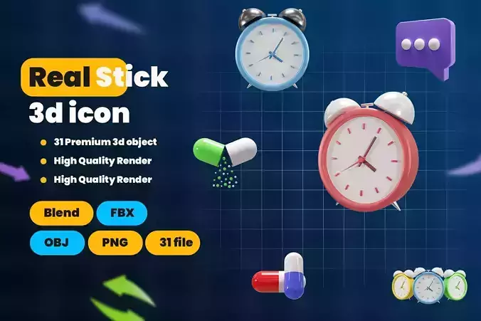 Web Apps Real stick 3d Illustration Icon Pack 
