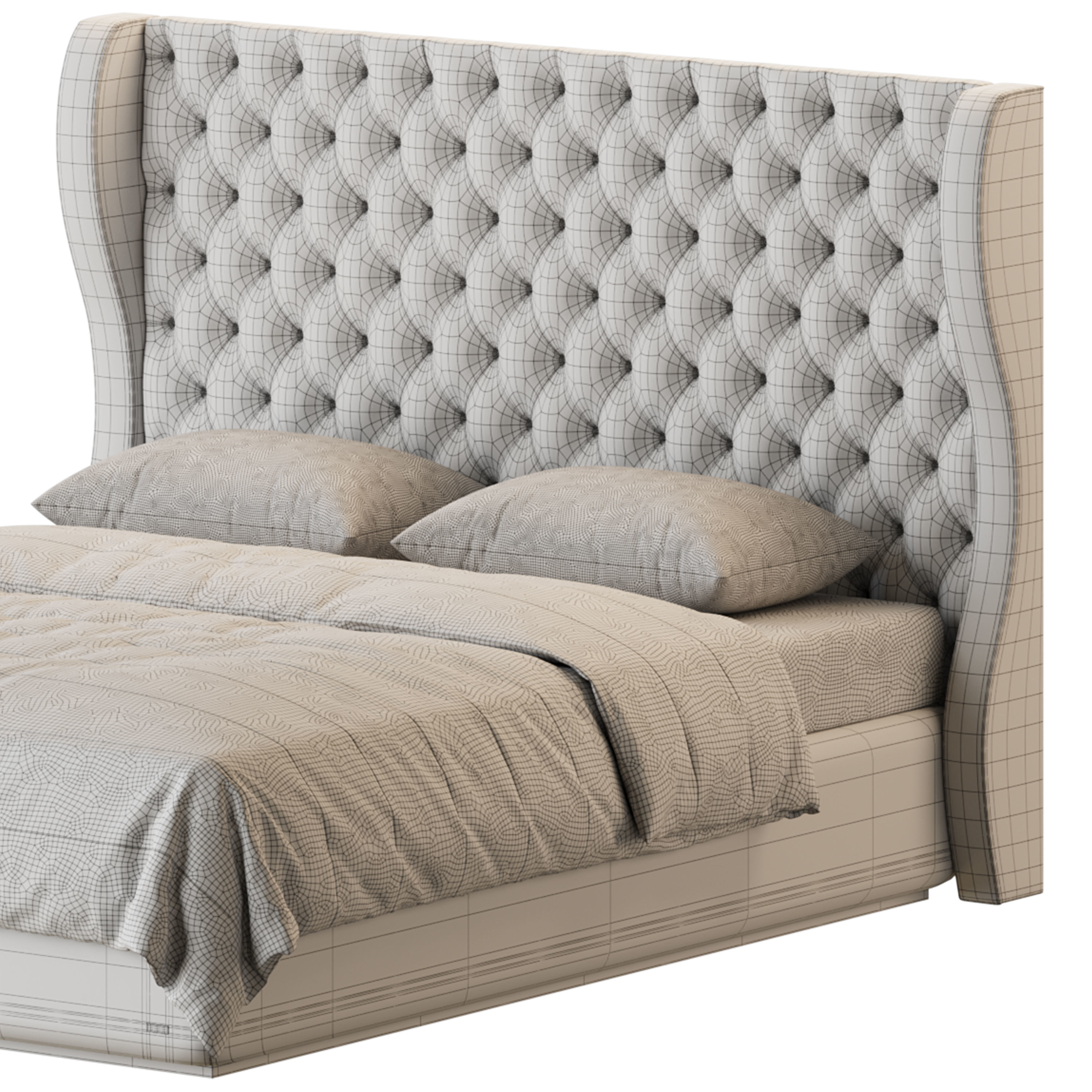 Quilting Upholstered Bed With Storage 3D model_14