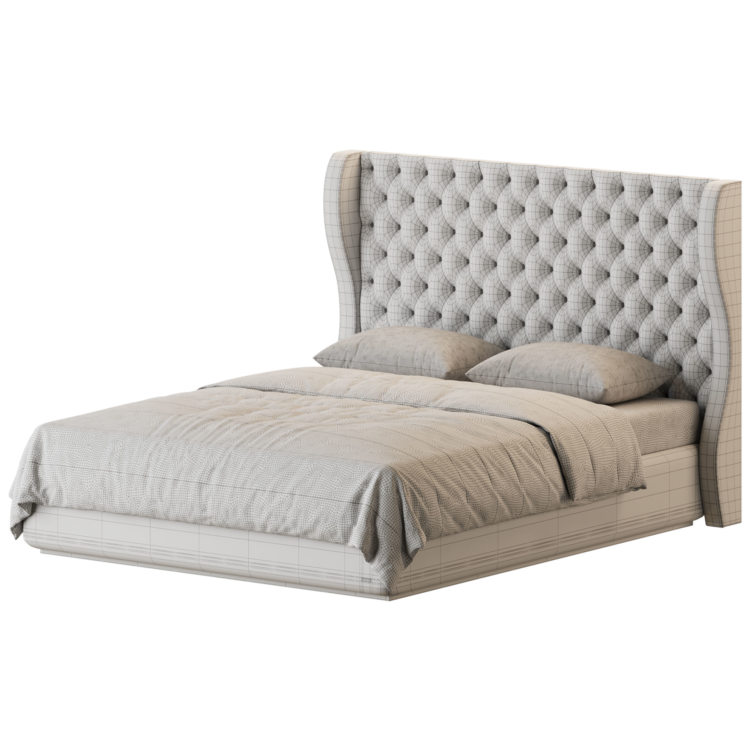 Quilting Upholstered Bed With Storage 3D model_13