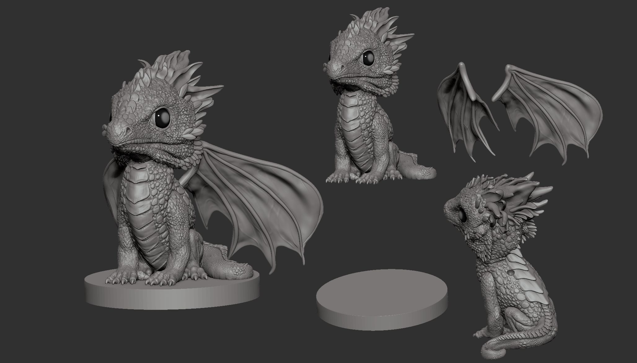 Dragon Baby Sculpture 3D print model_6