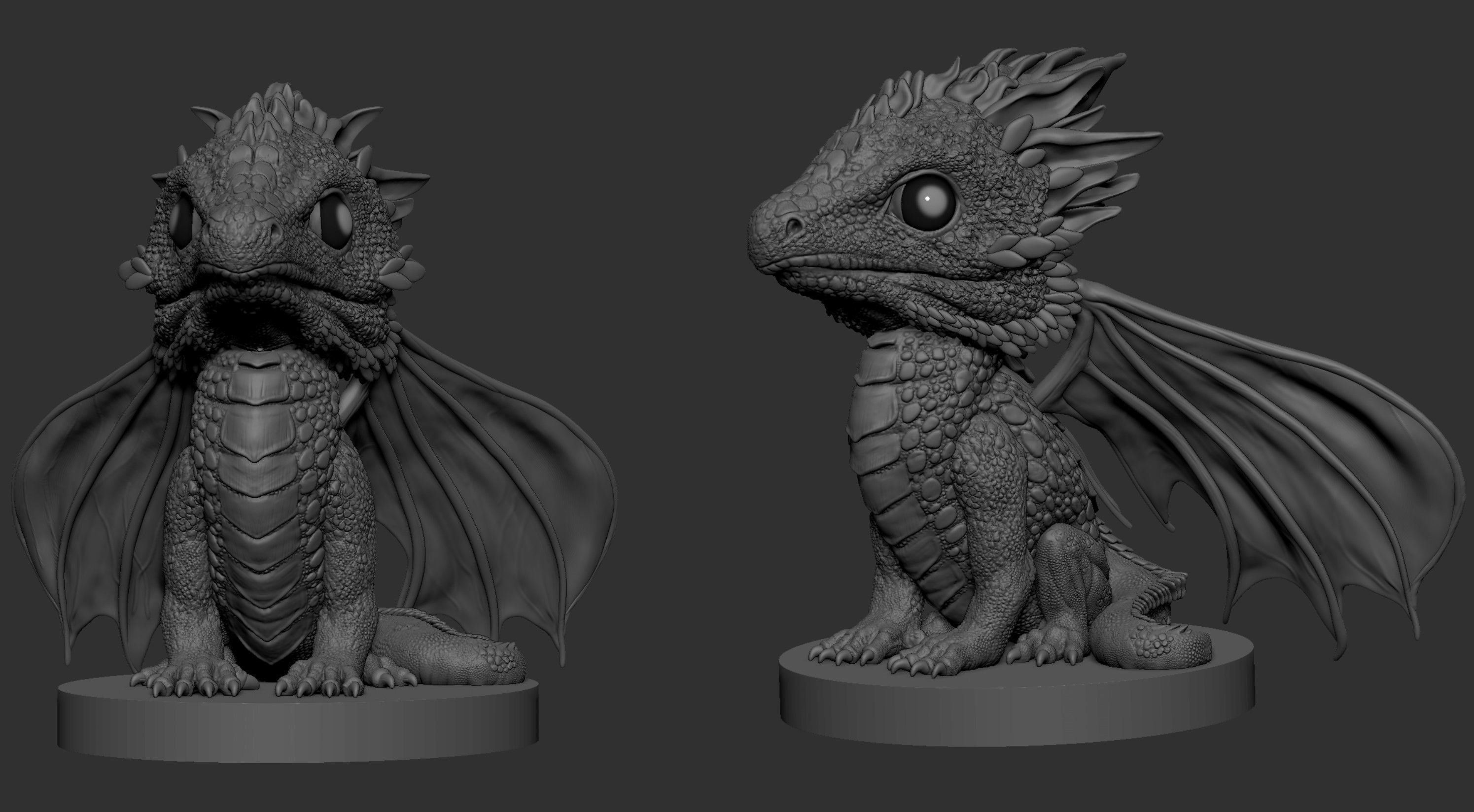 Dragon Baby Sculpture 3D print model_5