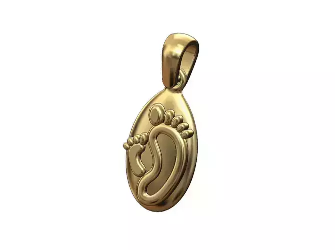 Newborn mum baby foot teardrop almond pendant charm