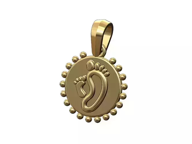 Beaded Newborn mum baby foot pendant charm 3D print model