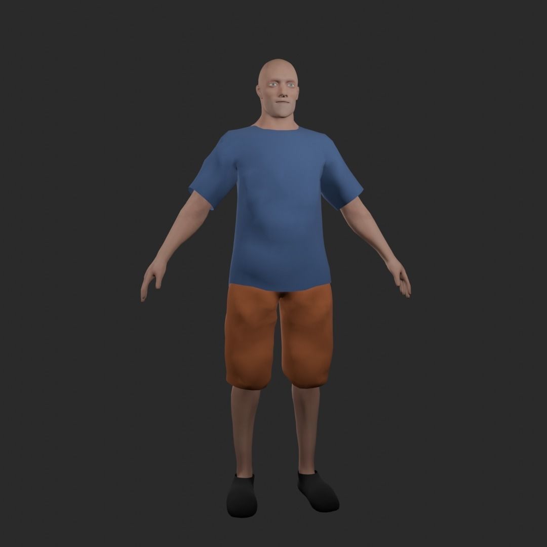 ps1 character man  low poly Low-poly 3D model_1