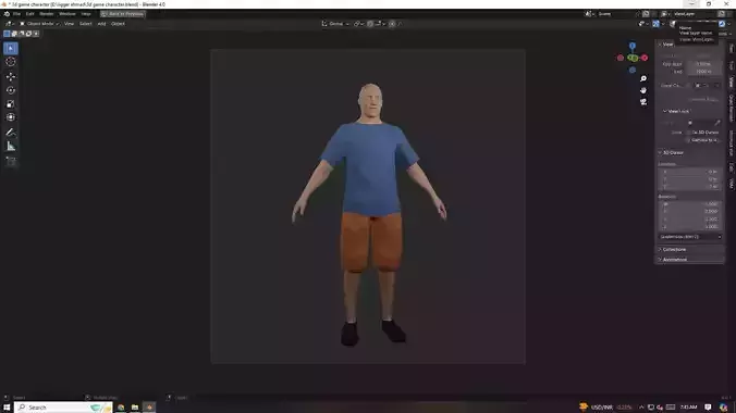 ps1 character man  low poly