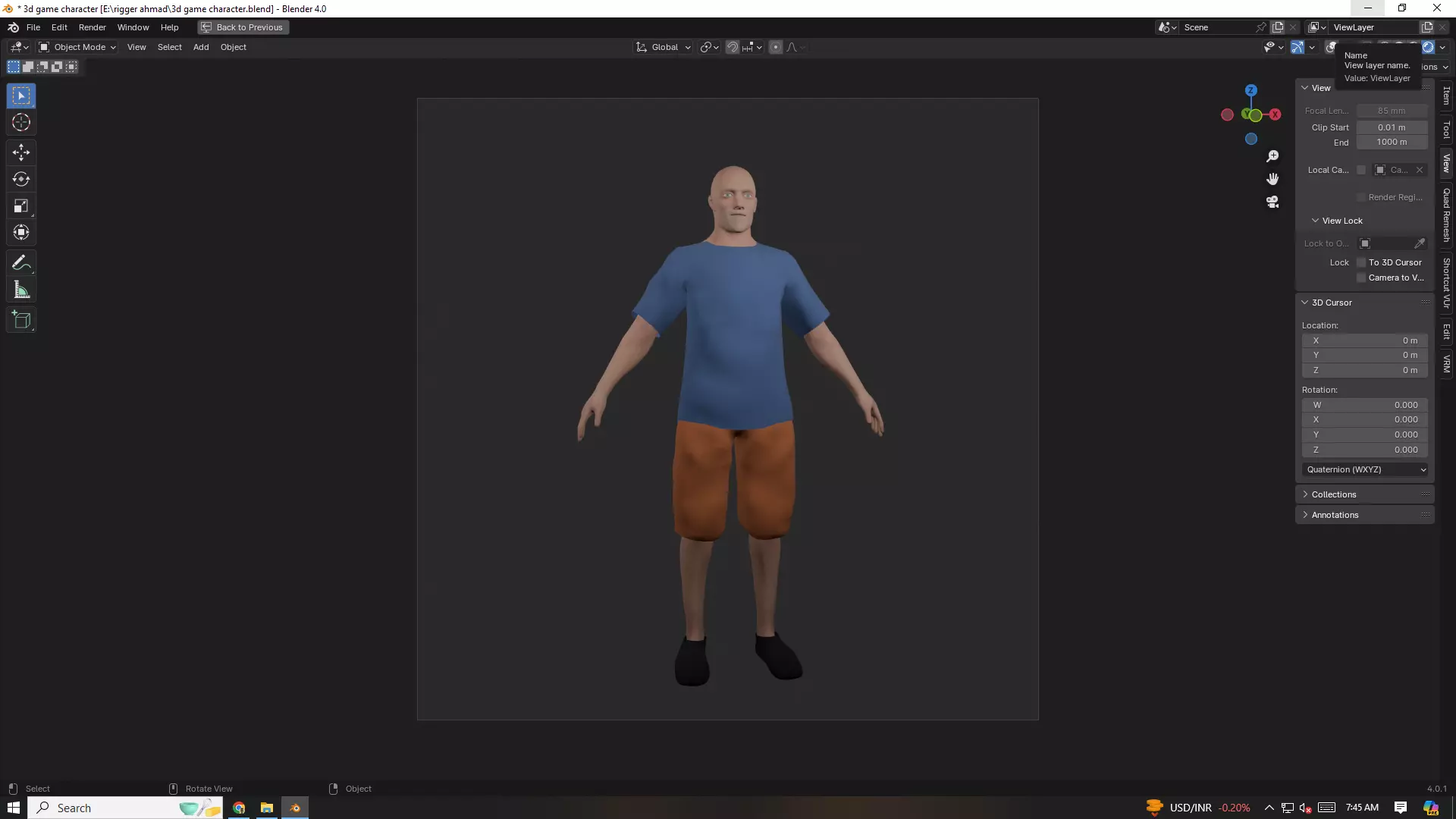 ps1 character man  low poly Low-poly 3D model_0