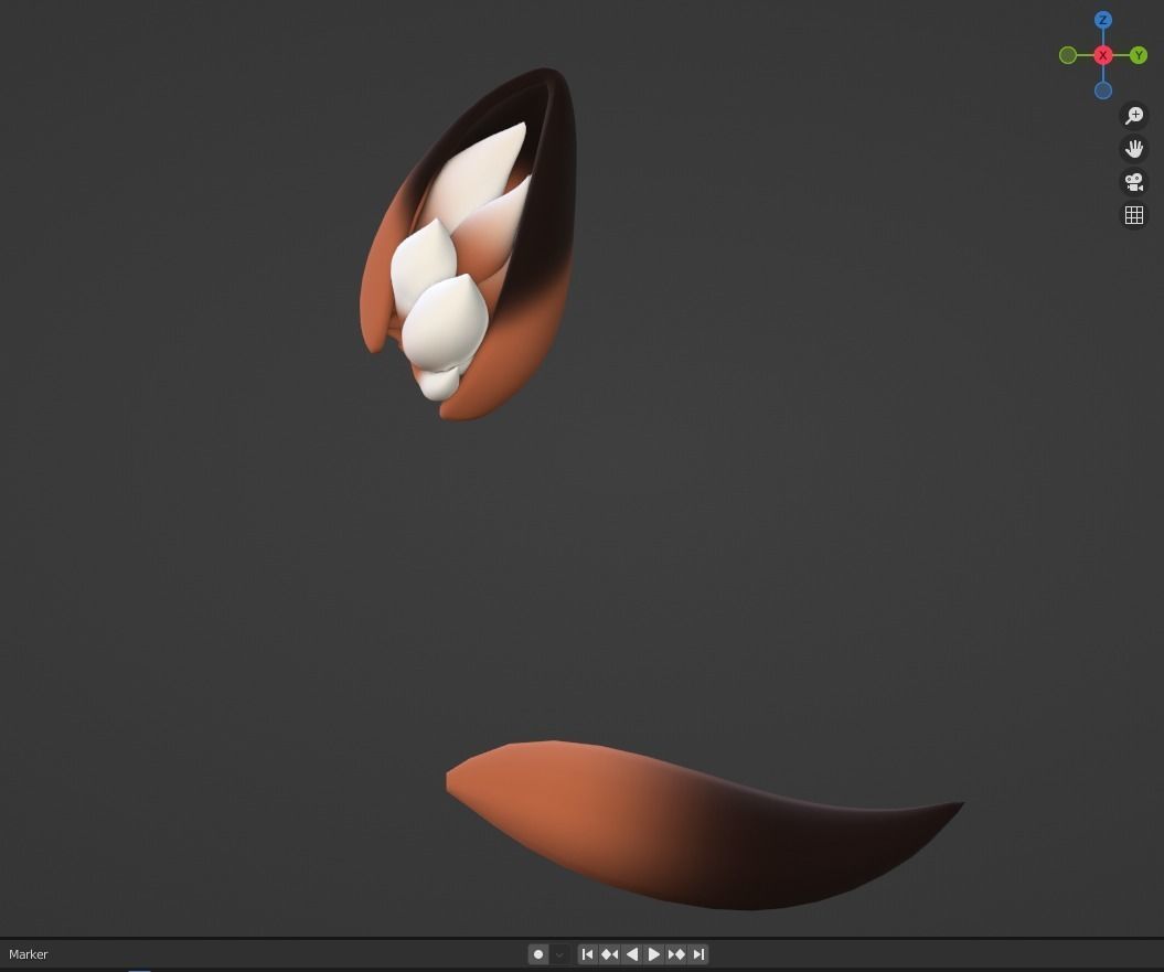 Fox Ear Tail Set Rigged VR READY Kemonomimi Set Low-poly 3D model_1