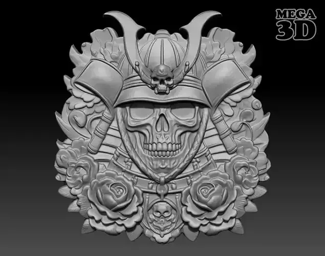 Samurai Skull  basrelief 240518 12