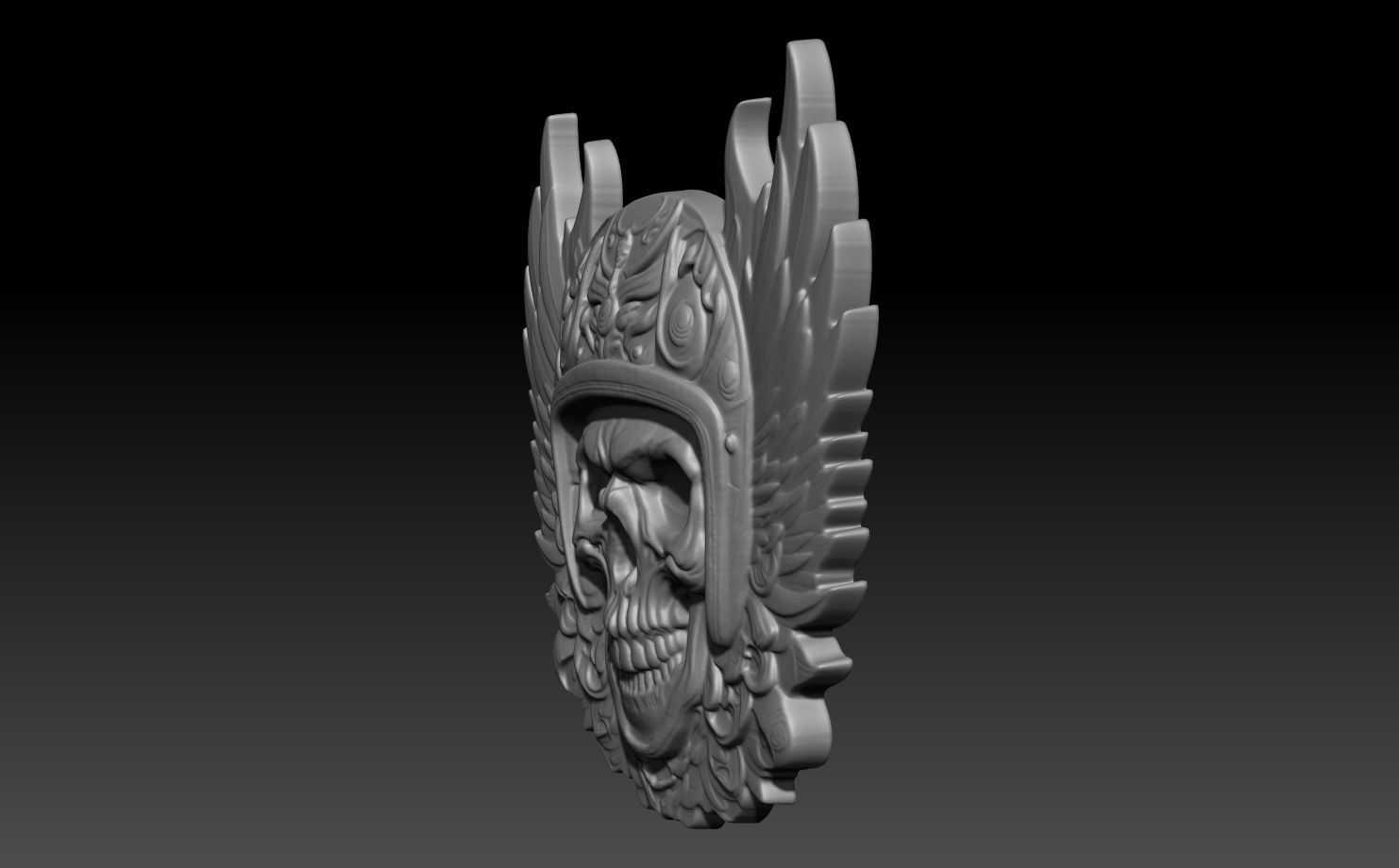 Biker Skull  basrelief 240518 10 3D print model_1